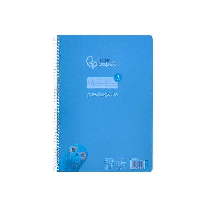 Cuaderno Espiral Liderpapel Din A4 Pautaguia Tapa Plastico80H 90 gr Cuadro Pautado 4 mm Con Margen Color Azul 5 unidades 1