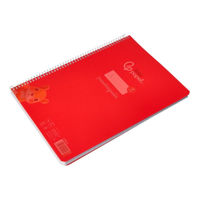 Cuaderno Espiral Liderpapel Din A4 Pautaguia Tapa Plastico80H 90 gr Cuadro Pautado 4 mm Con Margen Color Rojo 5 unidades 5