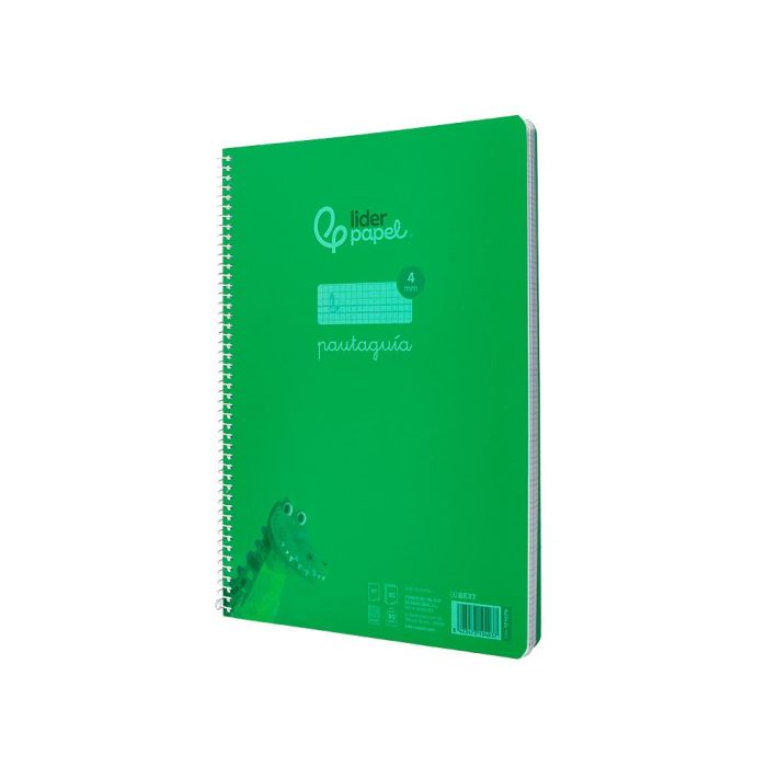 Cuaderno Espiral Liderpapel Din A4 Pautaguia Tapa Plastico80H 90 gr Cuadro Pautado 4 mm Con Margen Color Verde 5 unidades 3