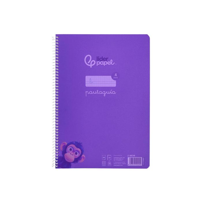 Cuaderno Espiral Liderpapel Din A4 Pautaguia Tapa Plastico80H 90 gr Cuadro Pautado 4 mm Con Margen Color Lila 5 unidades 1