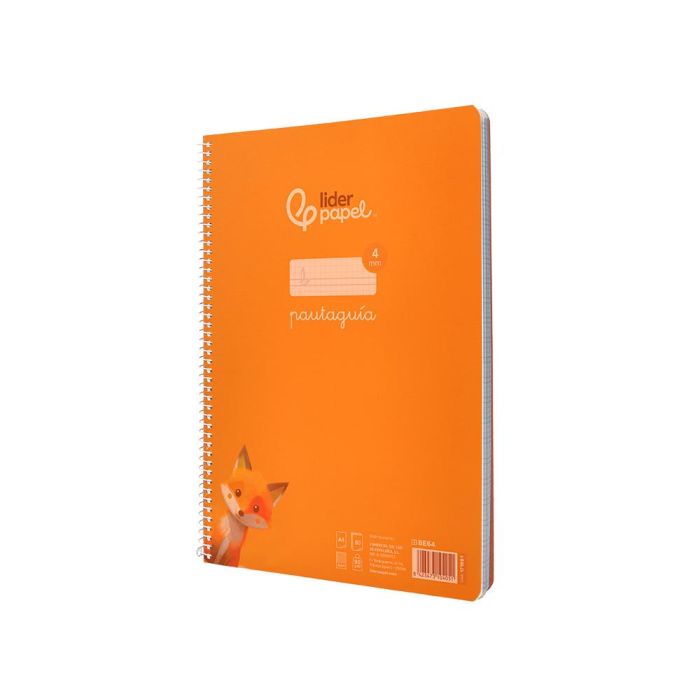 Cuaderno Espiral Liderpapel Din A4 Pautaguia Tapa Plastico80H 90 gr Cuadro Pautado 4 mm Con Margen Color Naranja 5 unidades 3