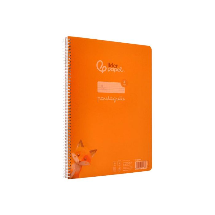 Cuaderno Espiral Liderpapel Din A4 Pautaguia Tapa Plastico80H 90 gr Cuadro Pautado 4 mm Con Margen Color Naranja 5 unidades 4