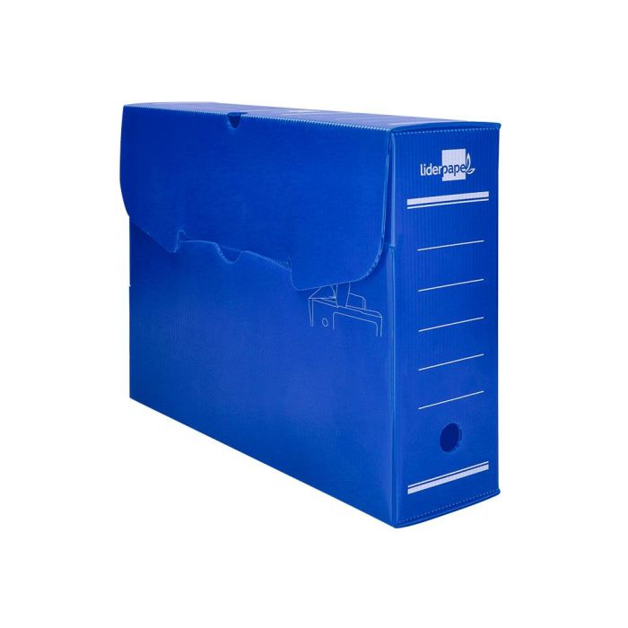 Caja Archivo Definitivo Plastico Liderpapel Lomo 100 mm Azul 360x100X260 mm 5 unidades 1