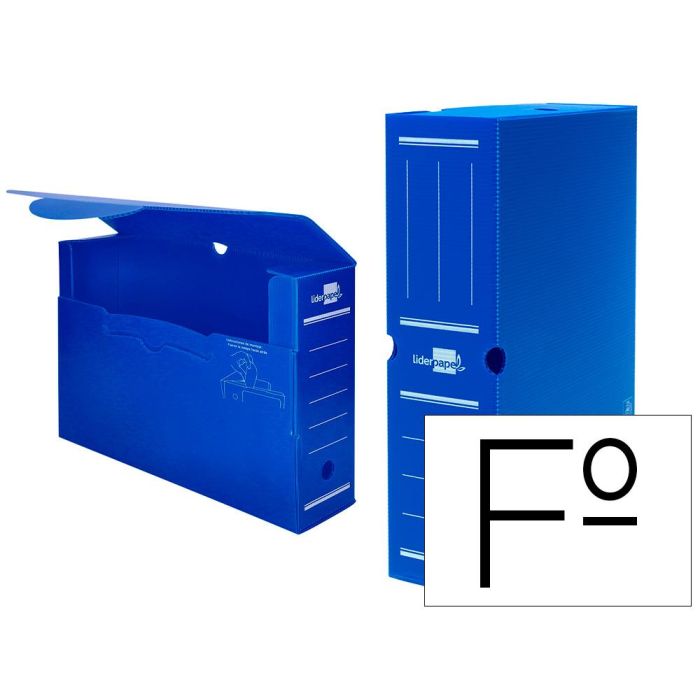 Caja Archivo Definitivo Plastico Liderpapel Lomo 100 mm Azul 360x100x260 mm 5 unidades