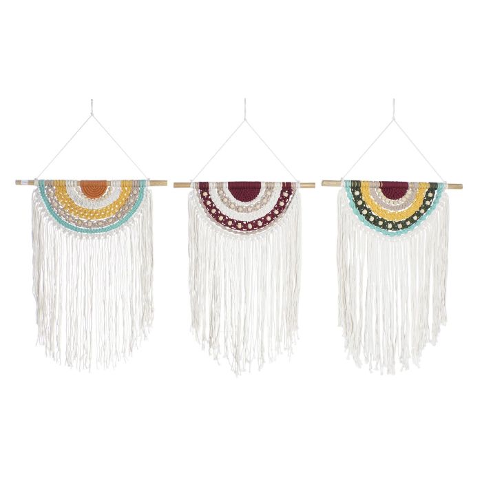 Decoracion Colgante Boho DKD Home Decor Multicolor Blanco 1 x 95 x 50 cm (6 Unidades)