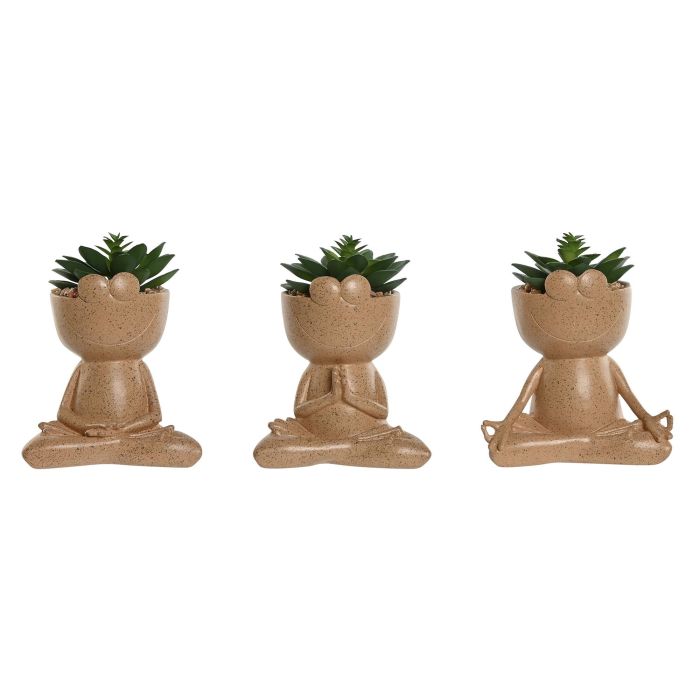 Planta Moderno DKD Home Decor Crema Verde 9.5 x 17 x 13.5 cm (6 Unidades)