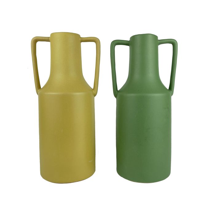 Jarron Scandi DKD Home Decor Verde Amarillo 13 x 32.5 x 15.5 cm (6 Unidades)