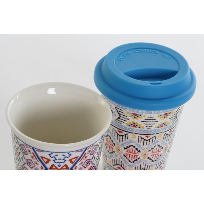 Mug  DKD Home Decor Rosa Azul 9.7 x 14 x 9.7 cm (6 Unidades) 2