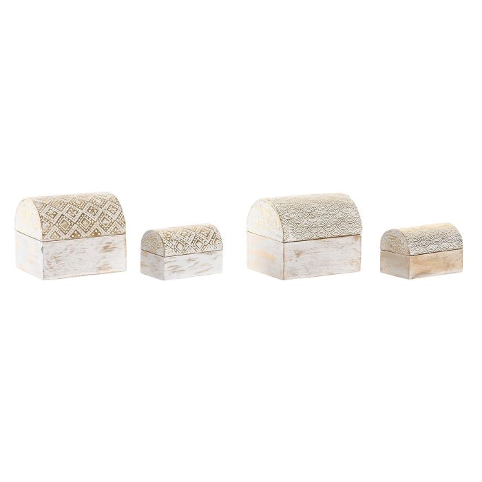 Joyero Arabe DKD Home Decor Dorado Blanco Rozado 7.5 x 8 x 10 cm Set de 2 (6 Unidades)