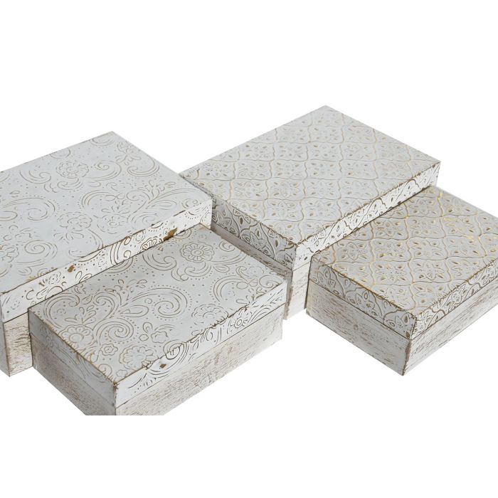 Joyero Arabe DKD Home Decor Dorado Blanco 8 x 8 x 10.5 cm Set de 2 (6 Unidades) 1