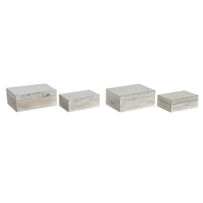 Joyero Arabe DKD Home Decor Dorado Blanco 8 x 8 x 10.5 cm Set de 2 (6 Unidades)