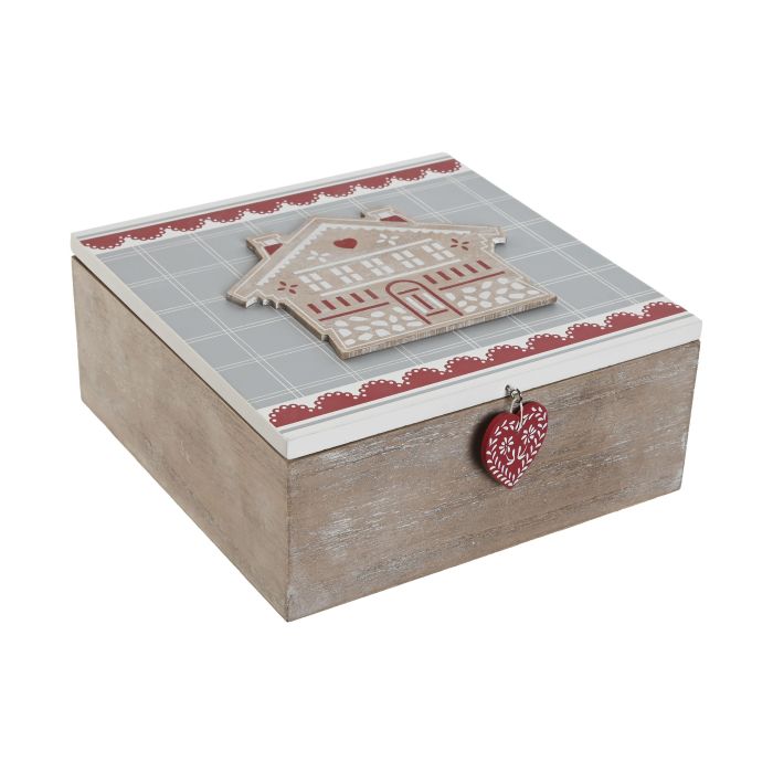 Caja Alpino DKD Home Decor Rojo Gris 20 x 8.5 x 20 cm (6 Unidades)