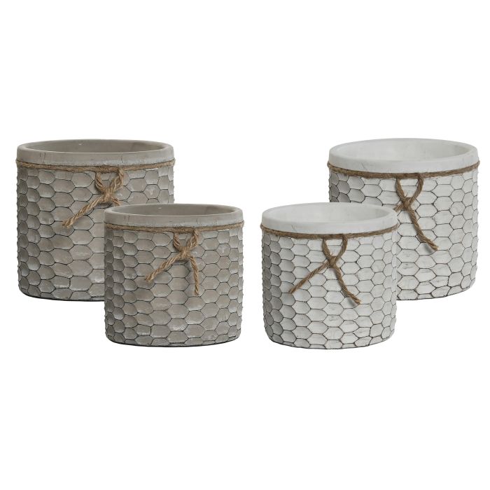 Macetero Shabby DKD Home Decor Blanco Gris 17 x 15 x 17 cm Set de 2 (6 Unidades) 3