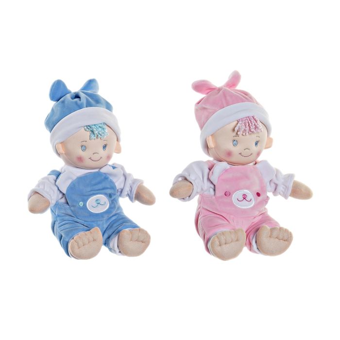 Peluche Baby DKD Home Decor Rosa Azul 18 x 30 x 22 cm (6 Unidades)