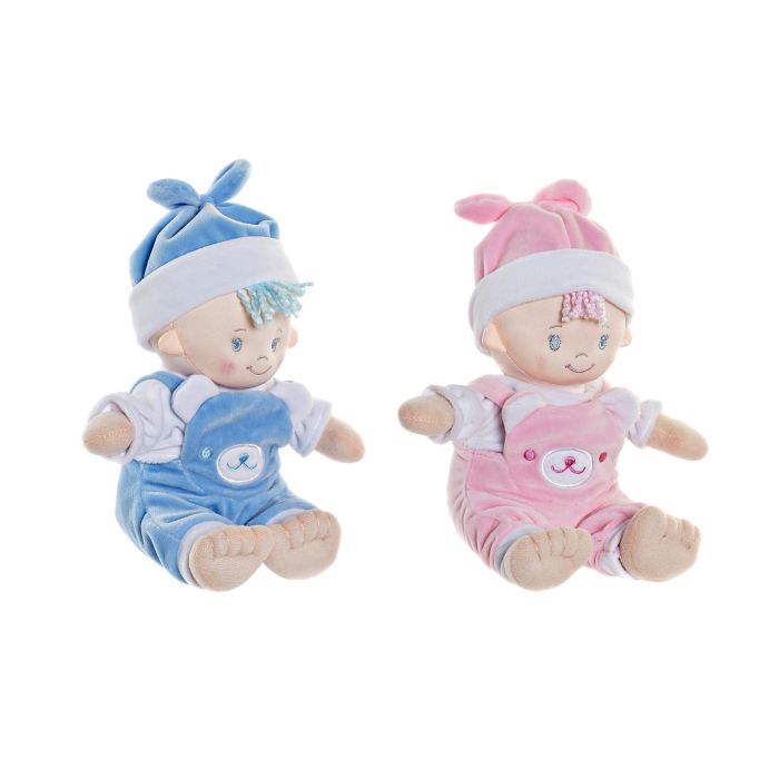 Peluche Baby DKD Home Decor Rosa Azul 15 x 20 x 18 cm (6 Unidades)