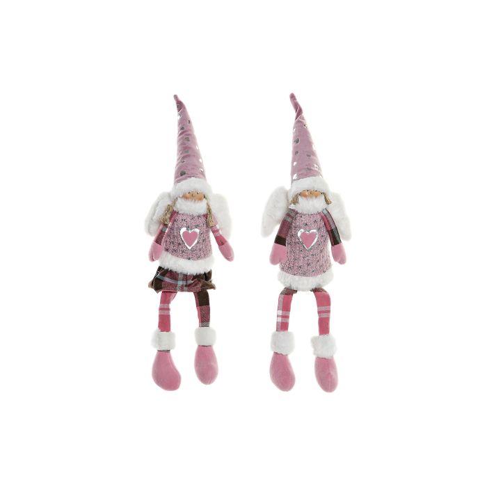 Figura Navidad Fantasia DKD Home Decor Rosa Blanco 10 x 54 x 15 cm (6 Unidades)