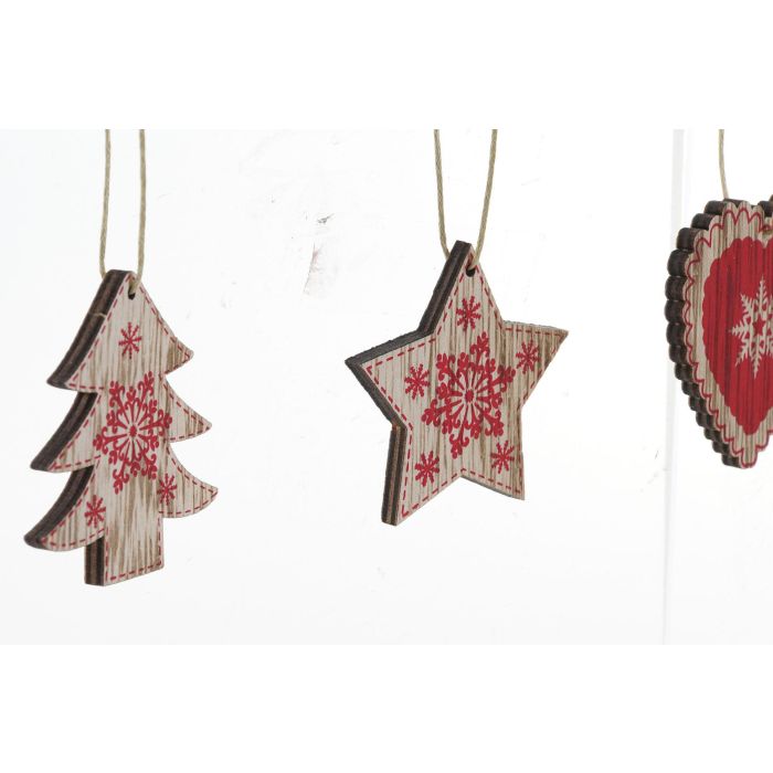 Decoracion Colgante Navidad Alpina DKD Home Decor Marron Rojo 13 x 2 x 13 cm Set de 12 (6 Unidades) 1