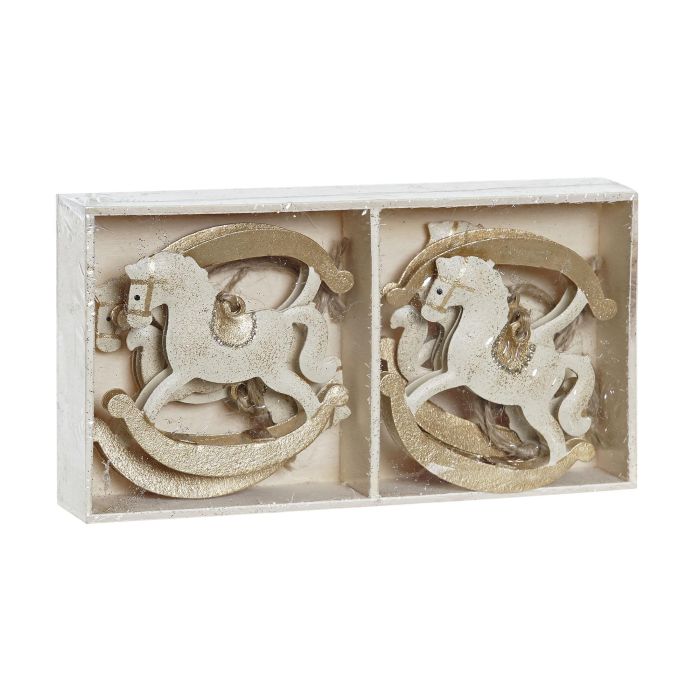 Decoracion Colgante Navidad Fantasia DKD Home Decor Dorado Beige 1 x 5.5 x 6.5 cm Set de 6 (6 Unidades) 1