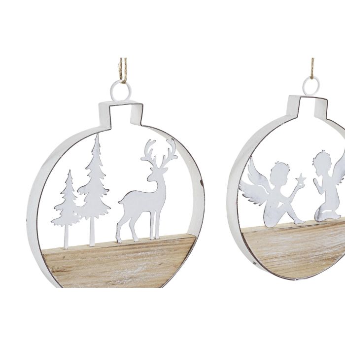 Decoracion Colgante Navidad Alpina DKD Home Decor Blanco Natural 2 x 15 x 14.5 cm (6 Unidades) 1