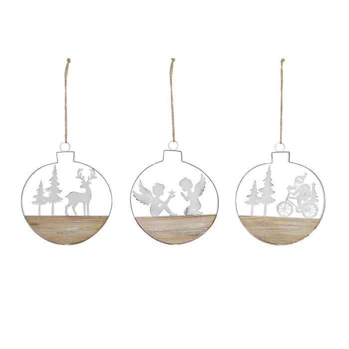 Decoracion Colgante Navidad Alpina DKD Home Decor Blanco Natural 2 x 15 x 14.5 cm (6 Unidades)