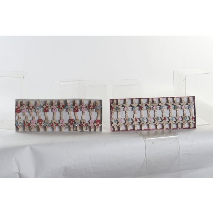 Pinzas Navidad Tradicional DKD Home Decor Natural Rojo 2 x 7 x 206 cm Set de 1 (6 Unidades) 3