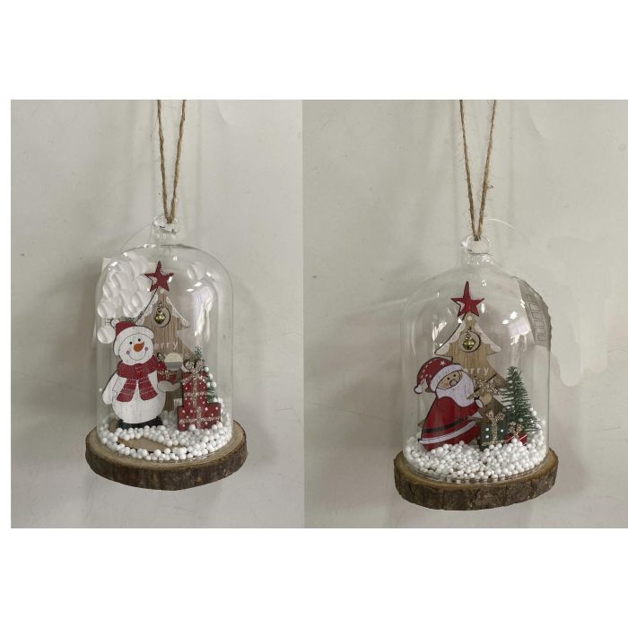 Decoracion Colgante Navidad Tradicional DKD Home Decor Natural Rojo 8 x 12 x 8 cm (6 Unidades)