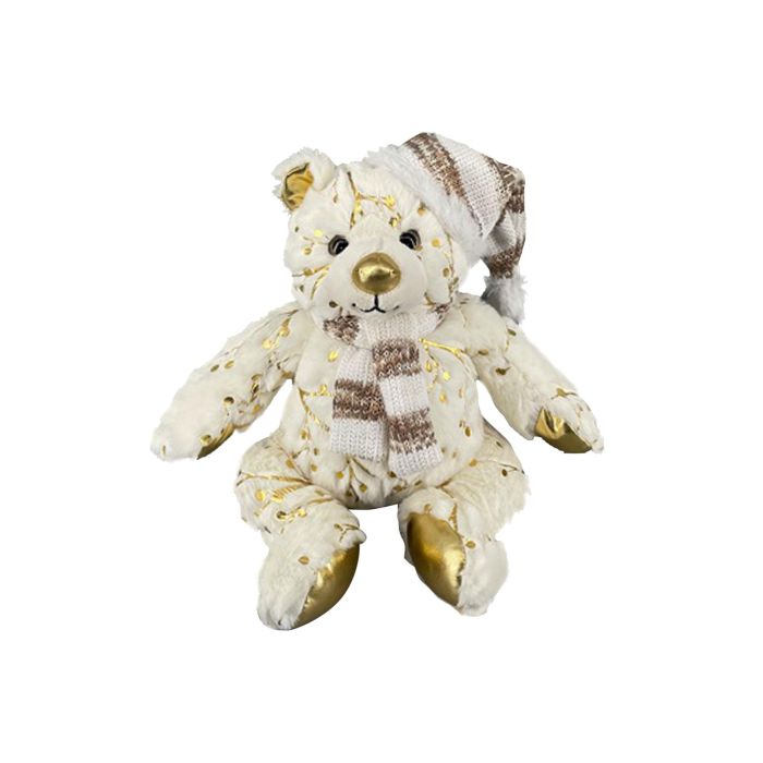 Peluche Navidad Moderna DKD Home Decor Blanco Dorado 10 x 23 x 10 cm (6 Unidades)