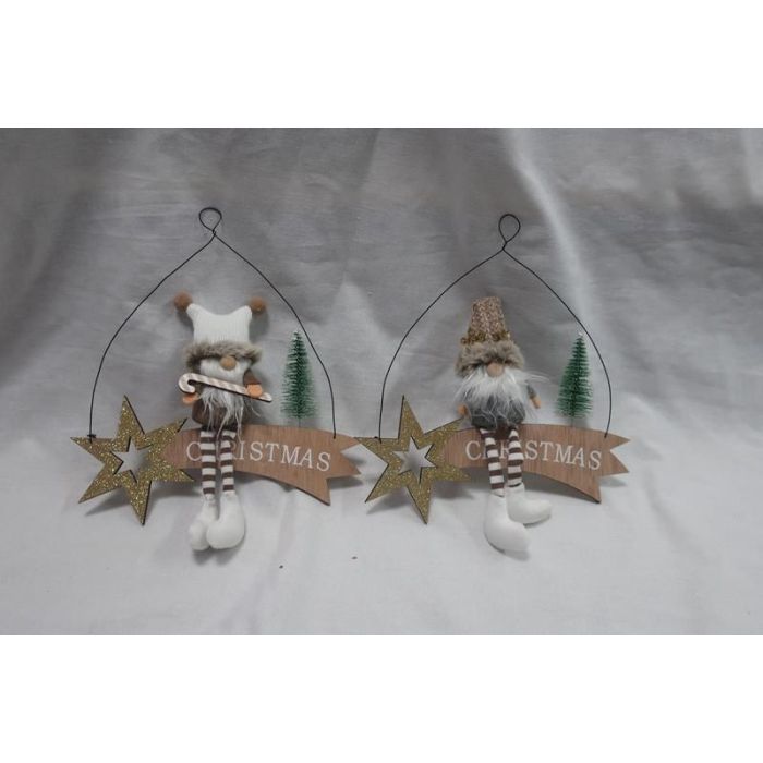 Decoracion Colgante Navidad Moderna DKD Home Decor Natural Blanco 4 x 25 x 22.5 cm (6 Unidades)