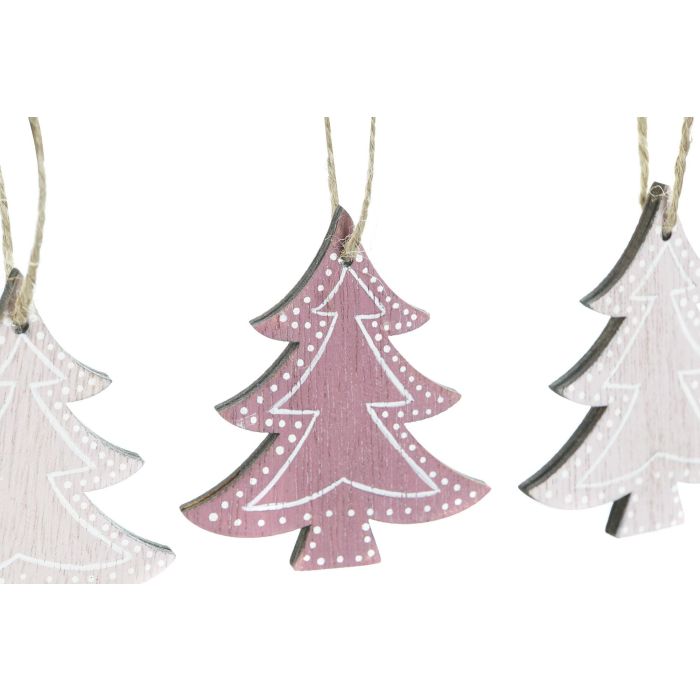 Decoracion Colgante Navidad Fantasia DKD Home Decor Rosa Palo Rosa 1 x 6.5 x 6.5 cm Set de 9 (6 Unidades) 3