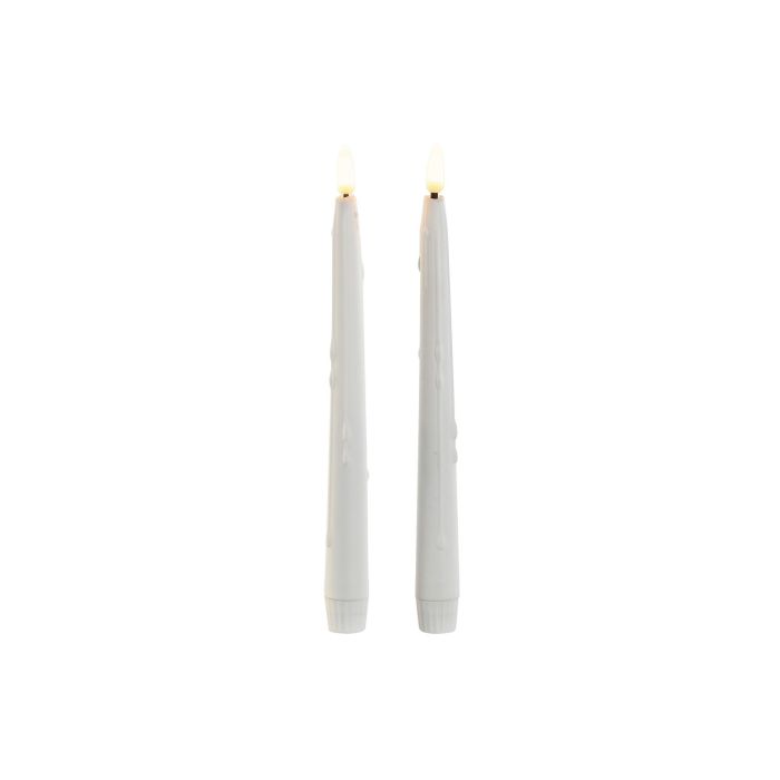 Vela Led Navidad Moderna DKD Home Decor Blanco 2 x 23.5 x 2 cm Set de 2 (6 Unidades)