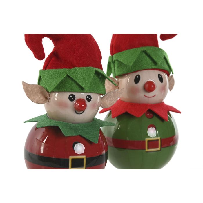 Bola Decoracion Navidad Tradicional DKD Home Decor Verde Rojo 7.5 x 12 x 7.5 cm (6 Unidades) 1