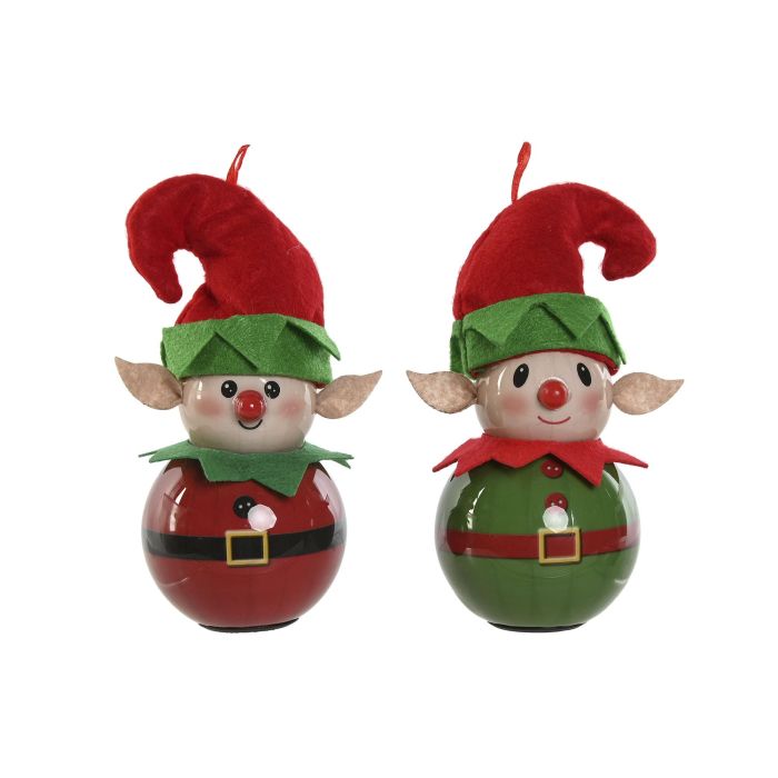 Bola Decoracion Navidad Tradicional DKD Home Decor Verde Rojo 7.5 x 12 x 7.5 cm (6 Unidades) 2