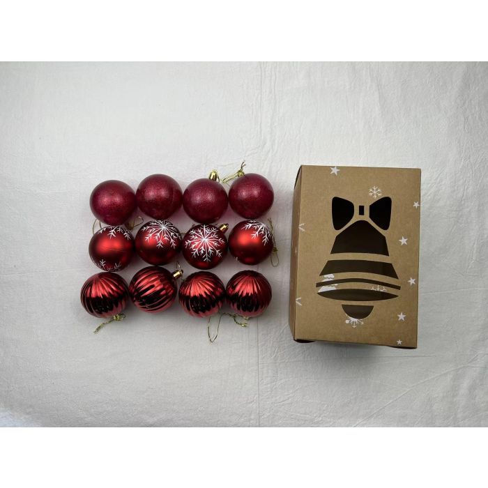 Bola Decoracion Navidad Tradicional DKD Home Decor Rojo Plateado 12 x 18 x 12 cm Set de 12 (6 Unidades) 2