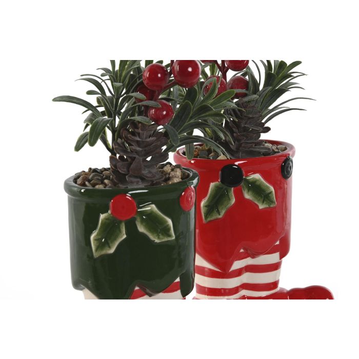 Planta Navidad Tradicional DKD Home Decor Rojo Verde 8 x 22 x 10 cm (6 Unidades) 1