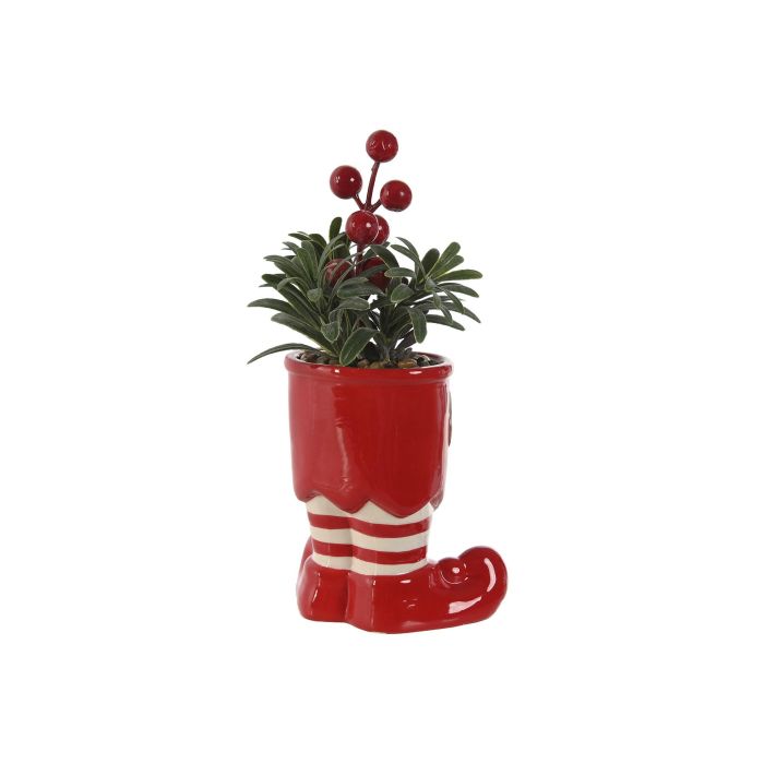 Planta Navidad Tradicional DKD Home Decor Rojo Verde 8 x 22 x 10 cm (6 Unidades) 2