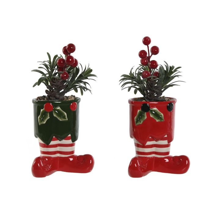 Planta Navidad Tradicional DKD Home Decor Rojo Verde 8 x 22 x 10 cm (6 Unidades)