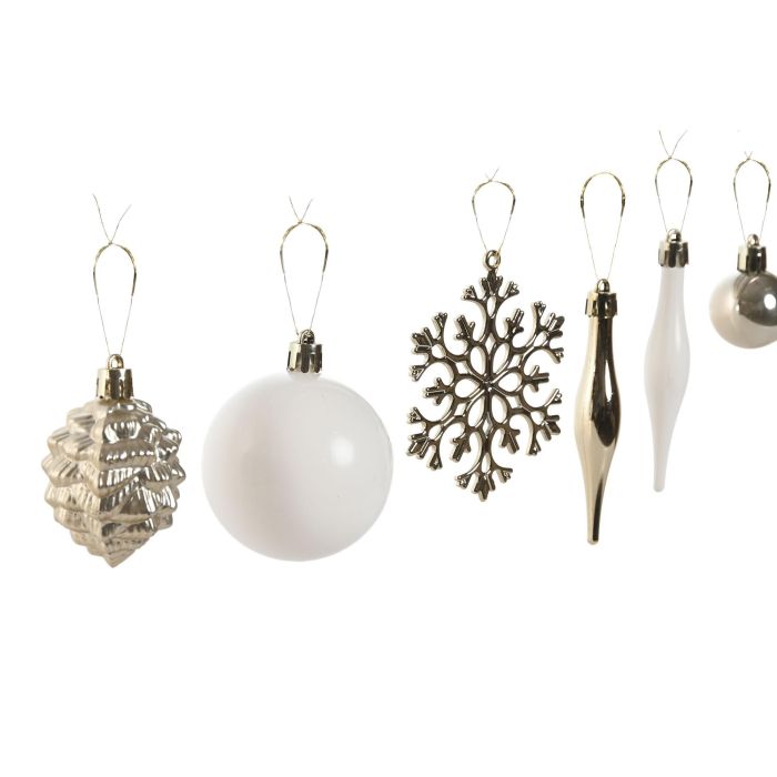 Bola Decoracion Navidad Moderna DKD Home Decor Blanco Dorado 24 x 6 x 26 cm Set de 32 (6 Unidades) 1