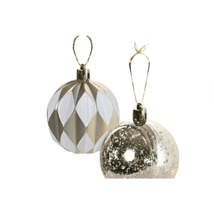 Bola Decoracion Navidad Moderna DKD Home Decor Blanco Dorado 24 x 6 x 26 cm Set de 32 (6 Unidades) 2