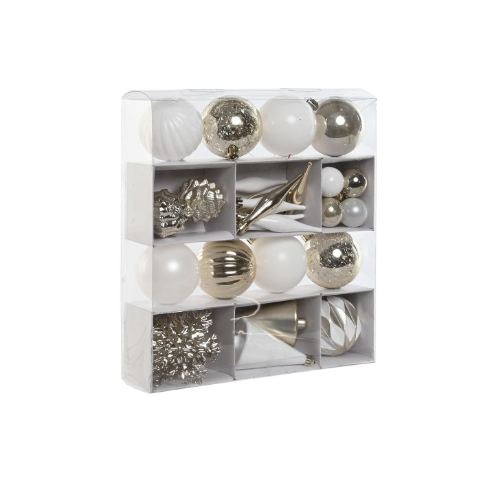 Bola Decoracion Navidad Moderna DKD Home Decor Blanco Dorado 24 x 6 x 26 cm Set de 32 (6 Unidades) 3