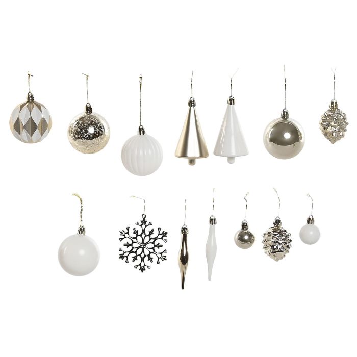 Bola Decoracion Navidad Moderna DKD Home Decor Blanco Dorado 24 x 6 x 26 cm Set de 32 (6 Unidades)