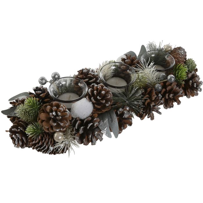 Portavela Navidad Alpina DKD Home Decor Verde Natural 15 x 9 x 38 cm (6 Unidades) 2