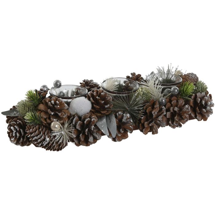 Portavela Navidad Alpina DKD Home Decor Verde Natural 15 x 9 x 38 cm (6 Unidades)