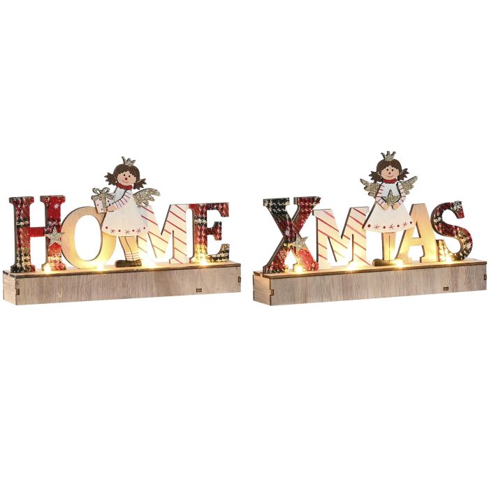 Decoracion Luminosa Navidad Tradicional DKD Home Decor Natural Rojo 4.5 x 13 x 22 cm (6 Unidades)