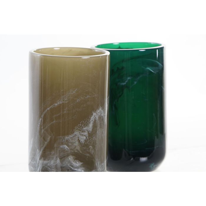 Vaso Glam DKD Home Decor Gris Verde Oscuro 7 x 11 x 7 cm (6 Unidades) 1