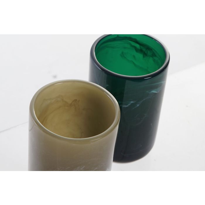 Vaso Glam DKD Home Decor Gris Verde Oscuro 7 x 11 x 7 cm (6 Unidades) 2