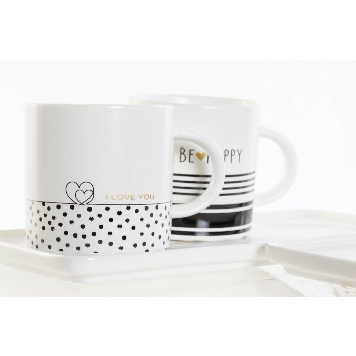 Mug Scandi DKD Home Decor Blanco Negro 11 x 1 x 23 cm Set de 2 (6 Unidades) 2