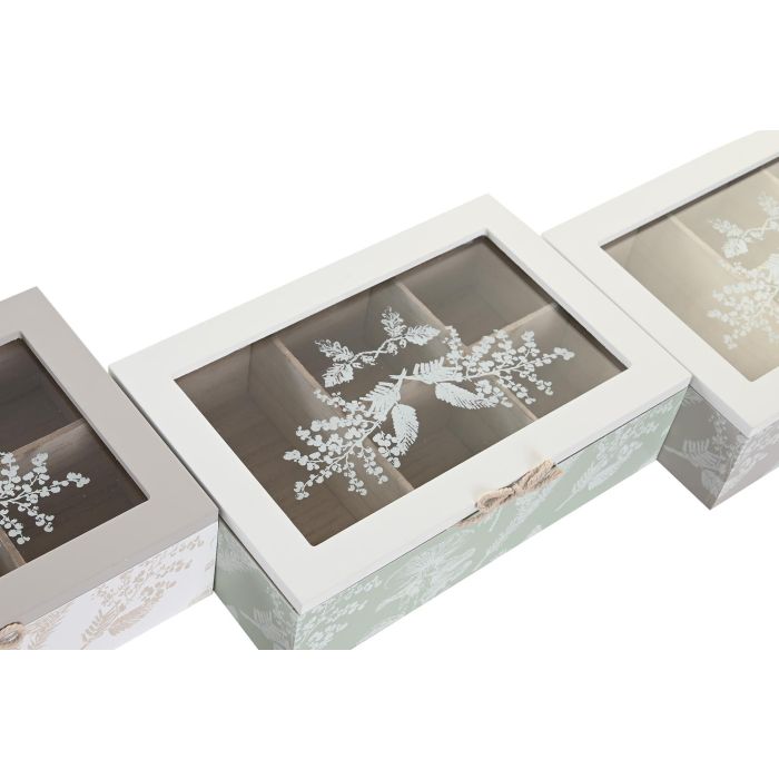 Caja Infusiones Alpino DKD Home Decor Marron Claro Blanco 15 x 7 x 23 cm (6 Unidades) 1