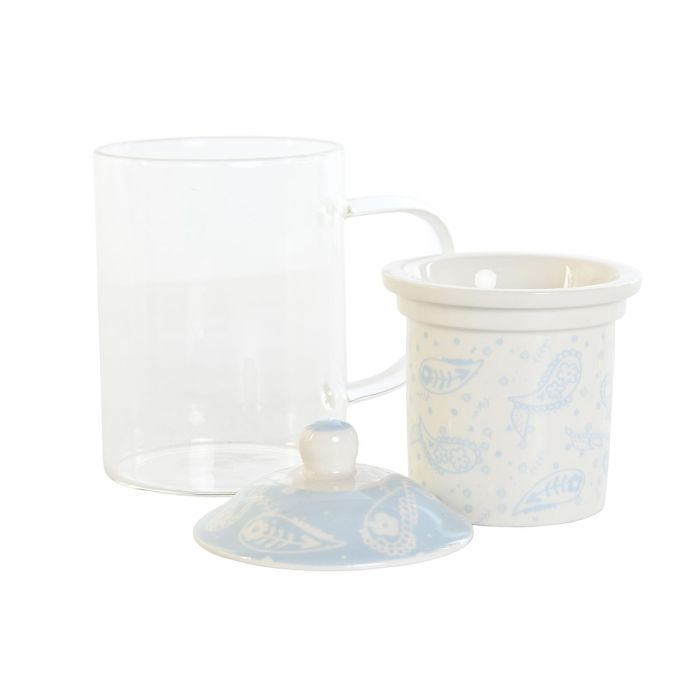 Mug Infusiones Shabby DKD Home Decor Rosa Azul 8 x 14.5 x 12 cm (6 Unidades) 1