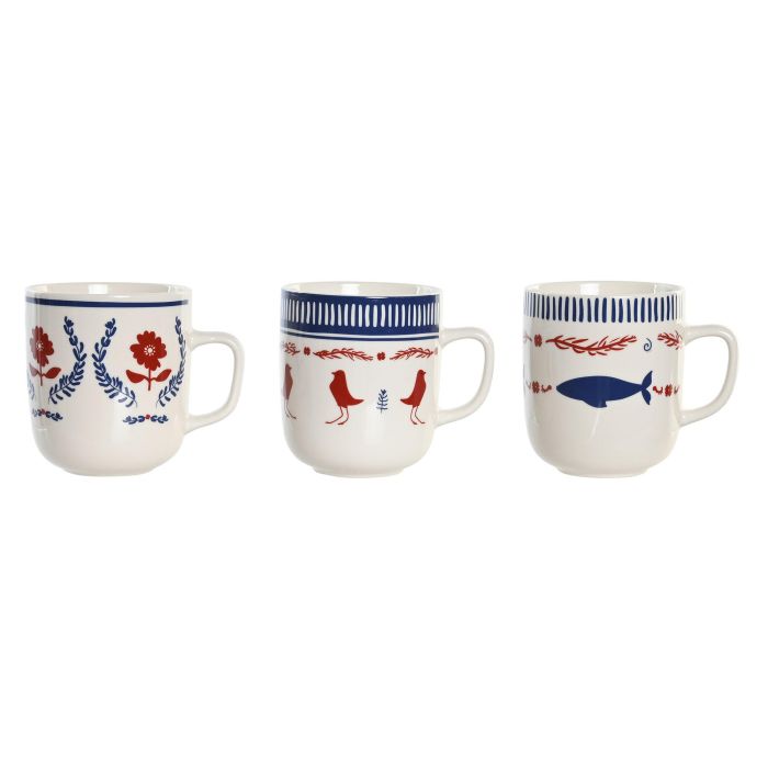 Mug Mediterraneo DKD Home Decor Azul Rojo 8.5 x 10 x 11.5 cm (6 Unidades)