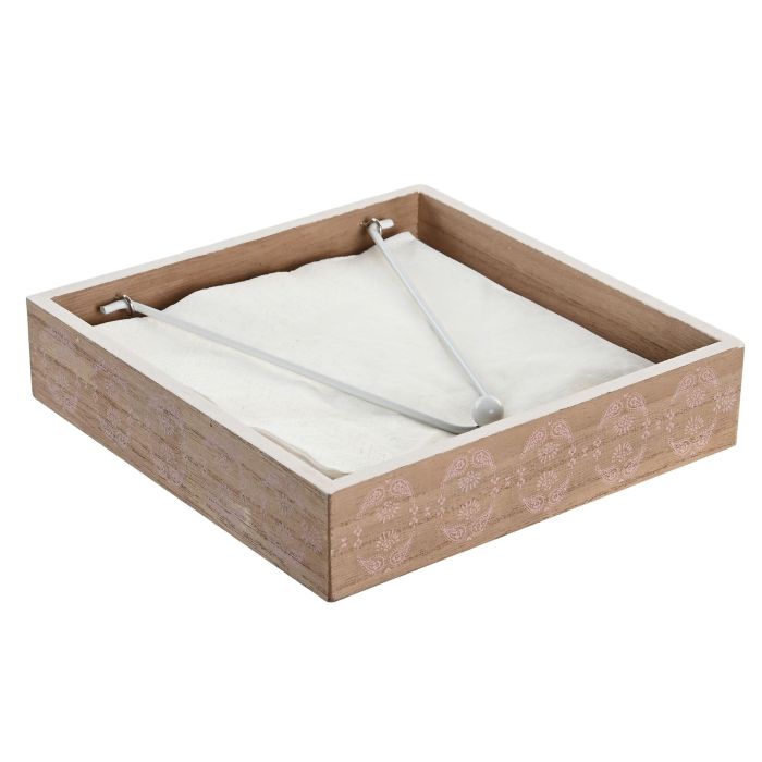 Servilletero Scandi DKD Home Decor Rosa Blanco 18 x 4 x 18 cm (6 Unidades) 2